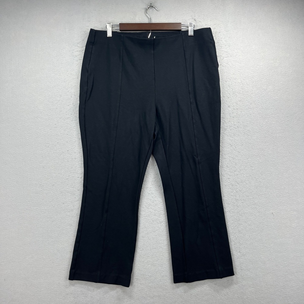 Rafaella Dress Pants Womens XL Black Pull On Pintuck Ponte Knit Stretch Trousers